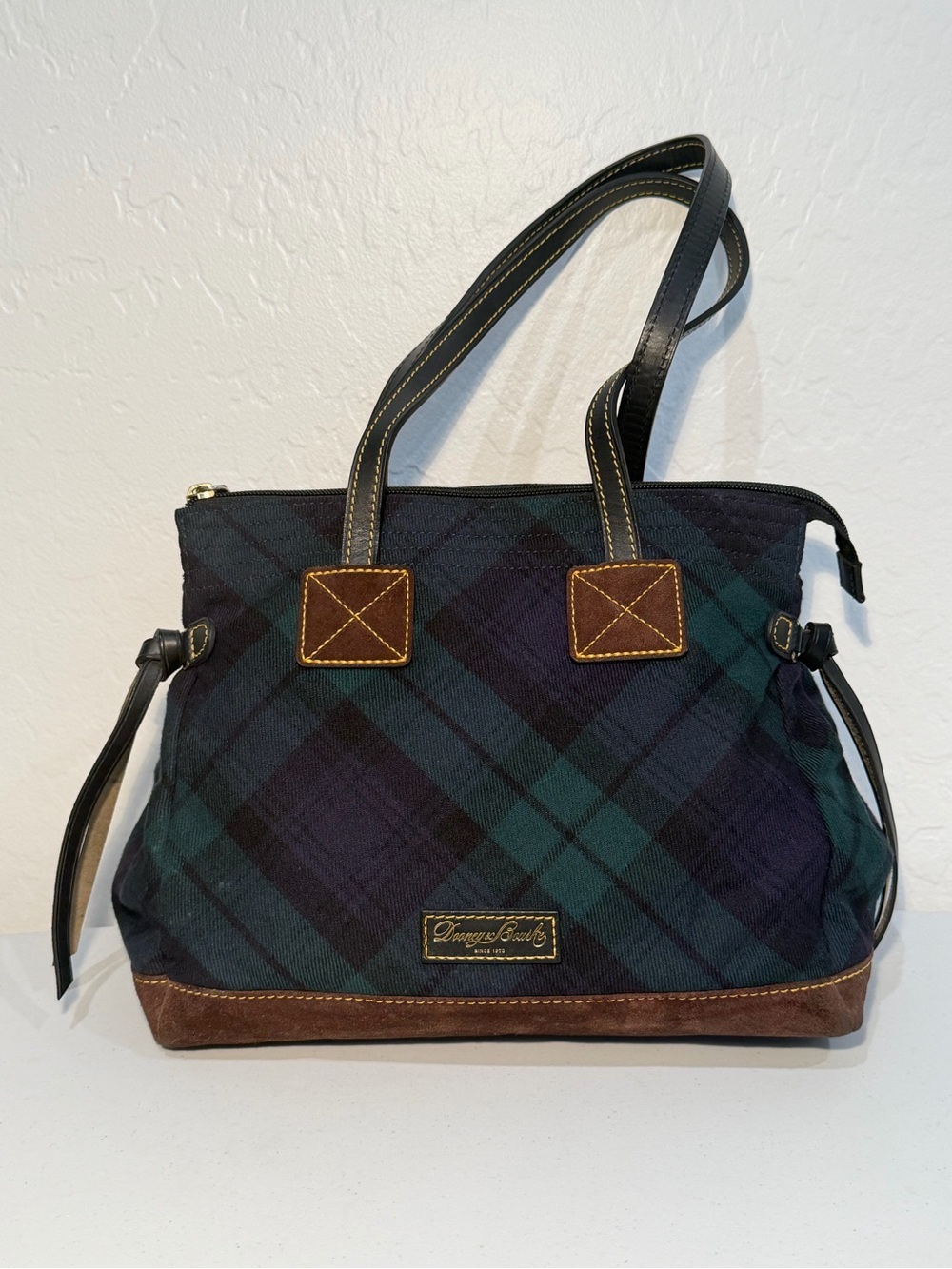 Vintage Dooney & Bourke Black Watch Tartan Plaid Tote Bag